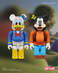 Medicom Toy Bearbrick Disney Donald Duck and Goofy 100% collectible set