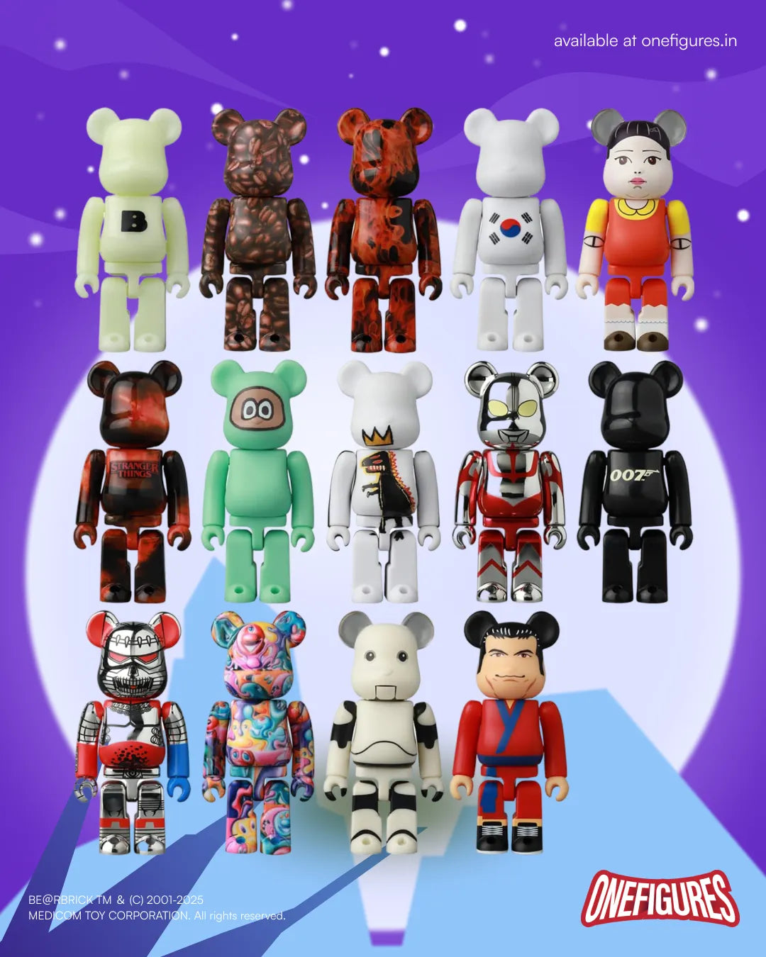 Bearbrick Series 44 Blind Box India – Basquiat, Bond – Onefigures